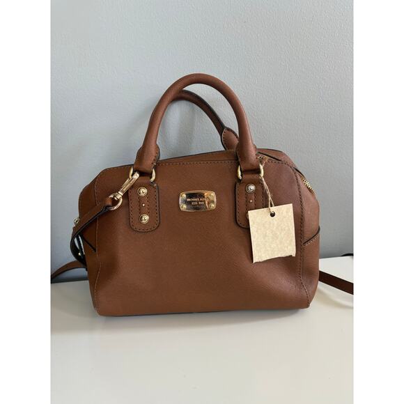 Michael Kors Sandrine Saffiano Satchel Purse Zipper Crossbody Handbag - Picture 1 of 5